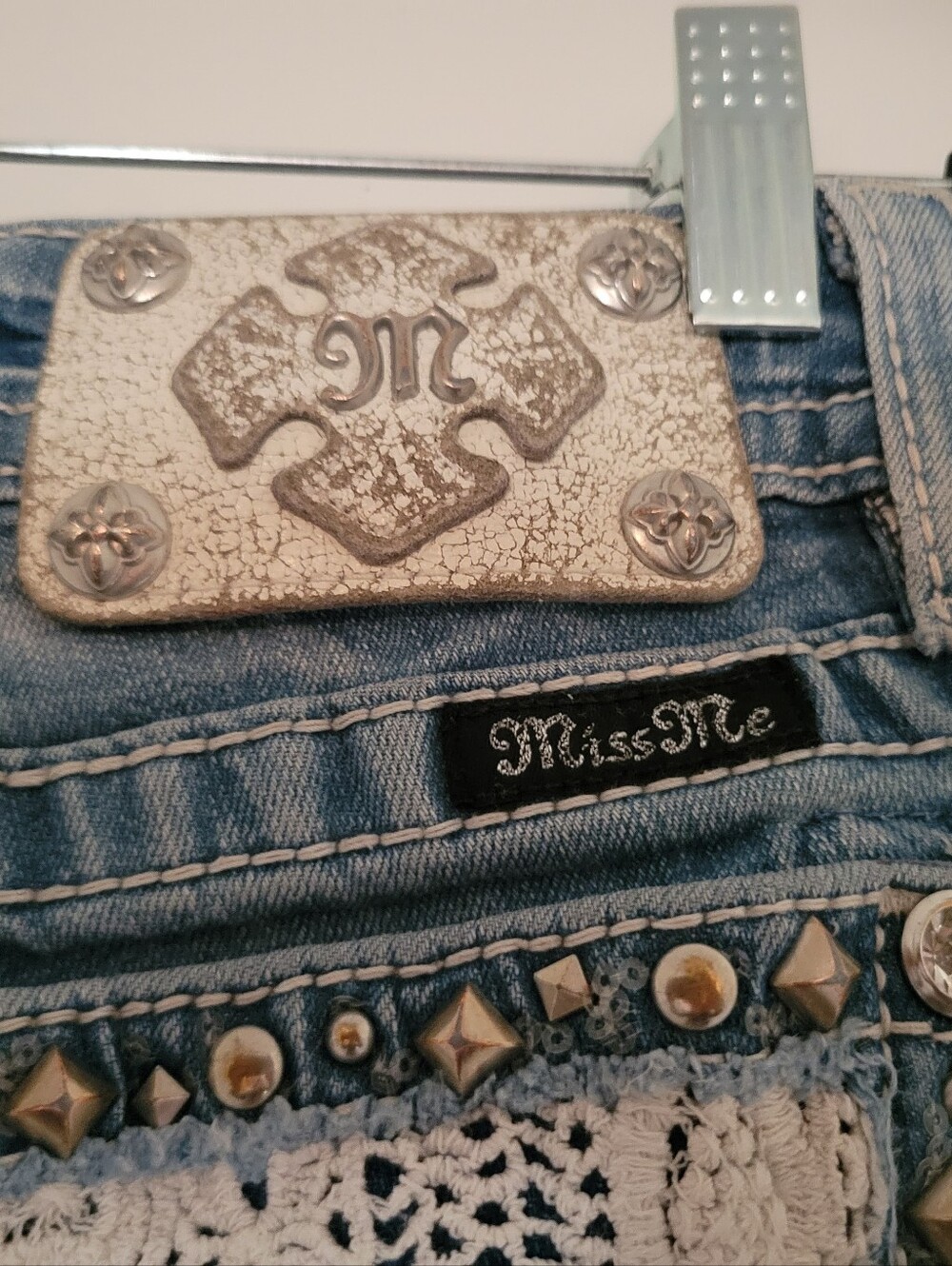 Miss Me Light Blue Embroidered Denim Jeans - Picture 4 of 6